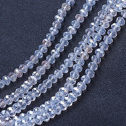 Electroplate Glass Beads Strands, AB Color Plated, Faceted, Rondelle, Clear AB, 2.5x2mm, Hole: 0.4mm, about 199pcs/strand, 13.4 inch(34cm)(EGLA-A034-T1mm-B02)