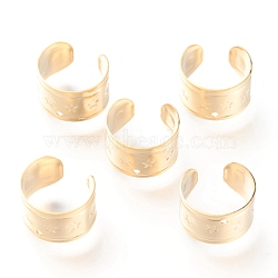 304 Stainless Steel Ear Cuff Findings, with Hole and Star Pattern, Golden, 11x7mm, Hole: 1mm(STAS-H151-12G)