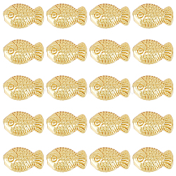 Brass Beads, Long-Lasting Plated, Fish, Golden, 10x7x4mm, Hole: 1mm, 100pcs/box(KK-HY0001-34)