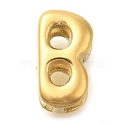 Ion Plating(IP) 304 Stainless Steel Slide Charms, Real 14K Gold Plated, Letter B, 9x5x4.5mm, Hole: 4x2mm and 3x2mm(STAS-B075-37G-B)