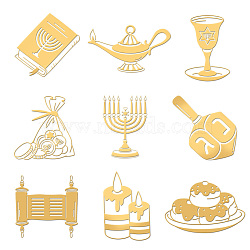 Nickel Decoration Stickers, Metal Resin Filler, Epoxy Resin & UV Resin Craft Filling Material, Hanukkah Theme, Mixed Shapes, 40x40mm, 9 style, 1pc/style, 9pcs/set(DIY-WH0450-067)