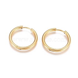 Ion Plating(IP) 304 Stainless Steel Huggie Hoop Earrings, with 316 Surgical Stainless Steel Pin, Ring, Golden, 23x2.5mm, 10 Gauge, Pin: 0.9mm(EJEW-G272-01-18mm-G)