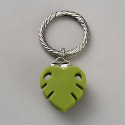 Resin Hat Clips, with Alloy Rings, for Scarf Hat Travel Luggage Outdoor Accessory, Leaf, Olive Drab, 94mm(AJEW-WH0270-492A)