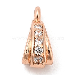 Brass with Cubic Zirconia Pendants, for Women, Lead Free & Cadmium Free, Long-Lasting Plated, Rose Gold, 9x4x5mm, Hole: 1.2mm(KK-Q781-04RG)