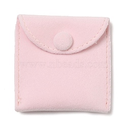 Velvet Jewelry Bags, Jewelry Storage Pouches with Snap Button, Square, Misty Rose, 7x7x1cm(TP-M002-01A-04)