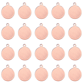 Brass Charms, Stamping Blank Tag, Long-Lasting Plated, Flat Round, Red Copper, 15x12x1mm, Hole: 1.2mm, 30pcs/box