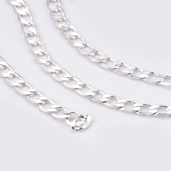 Brass Cuban Link Chains, Curb Chains, Diamond Cut Chains, Unwelded, Faceted, Lead Free & Cadmium Free, Silver Color Plated,6x4x1mm, about 6.56 Feet(2m)/roll