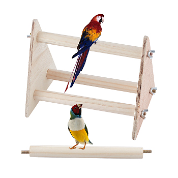 Wooden Parrot Standing frame, with Iron Nuts, Triangle, BurlyWood, 218cm