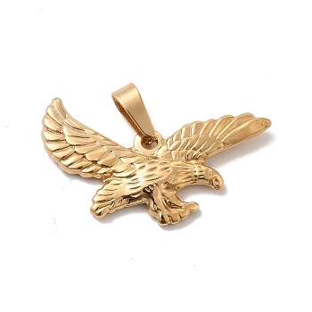 Vacuum Plating 201 Stainless Steel Pendants, Eagle Charms, Golden, 20.5x38.5x3mm, Hole: 10x5mm