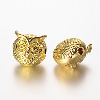 Owl Alloy Beads, Golden, 11x11x9mm, Hole: 1.5mm
