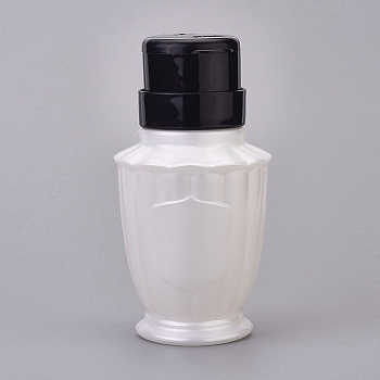 Empty Plastic Press Pump Bottle, Nail Polish Remover Clean Liquid Water Storage Bottle, with Flip Top Cap, White, 13.2x6.8cm, Capacity: 180ml(6.09fl. oz)~200ml(6.76fl. oz)