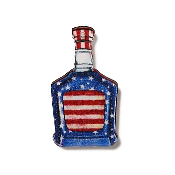 Independence Day Printed Acrylic Pendants, Wine, 45x23.5x2mm, Hole: 1.8mm