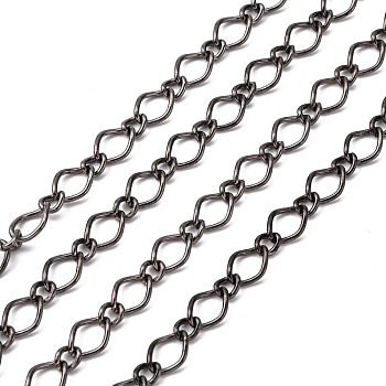 Iron Handmade Chains Figaro Chains Mother-Son Chains, Unwelded, Lead Free and Nickel Free and Cadmium Free, Gunmetal, with Spool, Mother Link:5x8mm, 1mm thick, Son Link:3.5x4mm, 0.81mm thick, about 328.08 Feet(100m)/roll
