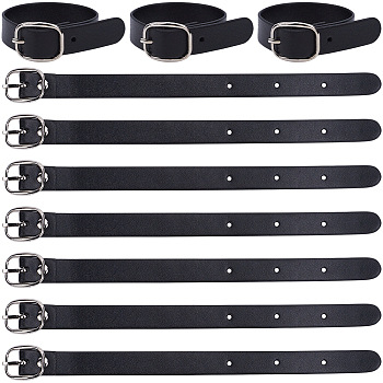 PU Leather Luggage Tag Straps, Suitcase Name Tag Holders, with Alloy Buckle, Black, 198x12.5x1.3~6mm