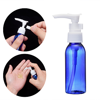 50ml Refillable PET Plastic Empty Pump Bottles for Liquid Soap, Blue, 3x12cm, Capacity: 50ml(1.69 fl. oz)