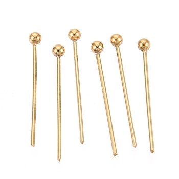 304 Stainless Steel Head Pins, Ion Plating(IP), Real 18K Gold Plated, 18mm, Head: 2mm, 100pcs/set