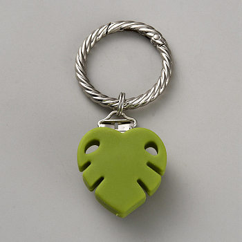 Resin Hat Clips, with Alloy Rings, for Scarf Hat Travel Luggage Outdoor Accessory, Leaf, Olive Drab, 94mm