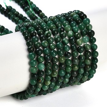 Natural African Jade Beads Strands, Round, 4mm, Hole: 0.8mm, about 90pcs/strand, 14.96''(38cm)