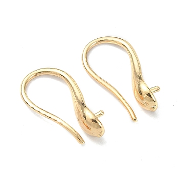 Brass Earring Hooks, Ear Wire with Pinch Bails, for Half Drilled Beads, Real 18K Gold Plated, 16mm, 20 Gauge, Pin: 0.8mm