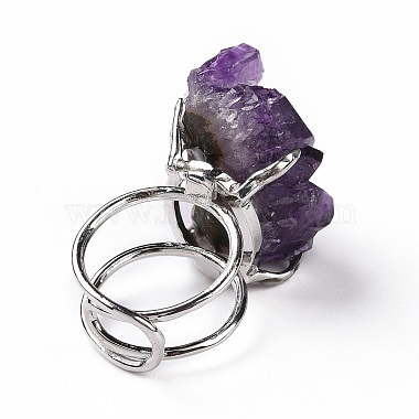 Natural Amethyst Nuggets Cuff Ring(RJEW-G271-01P-02)-4