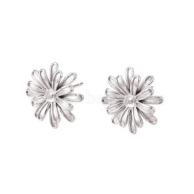 Platinum Flower Sterling Silver Stud Earring Findings