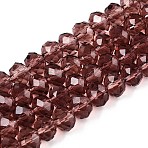 Glass Beads Strands, Faceted Abacus, Rondelle, Pale Violet Red, 10x8mm, Hole: 1mm, about 60~61pcs/strand, 46~48cm(EGLA-A034-T10mm-D13)