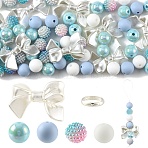 40Pcs 2 Styles Imitation Pearl Acrylic Beads, with 20Pcs Silicone Beads, 10Pcs ABS Plastic Imitation Pearl Beads and Brass Bead Frame, Mixed Color, 12mm, Hole: 1.5mm, about 200pcs/bag(OACR-YW0004-21)