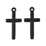 Baking Paint Alloy Pendants, Cross Charms, Black, 27x13x1.5mm, Hole: 1.8mm(FIND-B059-01)