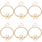 6Pcs Brass Braided Macrame Pouch Empty Stone Holder Bracelet Making, with 304 Stainless Steel Cable Chains, Real 18K Gold Plated, 7-1/8 inch(18cm)(BJEW-SC0001-73)