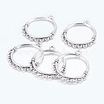 Tibetan Style Alloy Links, Chandelier Component, Cadmium Free & Lead Free, Flat Round, Plated Ancient Silver Color, Antique Silver, 30x34.5x2mm, Hole: 2mm(X-EA061Y)