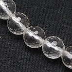 Natural Quartz Crystal Beads, Rock Crystal Beads, Faceted(128 Facets), Round, Clear, 8mm, Hole: 1mm, about 46pcs/strand, 14.8 inch(G-N0007-8mm-17)