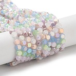 Electroplate Glass Beads, Faceted, Flat Round, Colorful, 4x2.5mm, Hole: 0.9mm, about 100~104pcs/strand, 14.17''~14.96''(36~38cm)(EGLA-P056-01A)