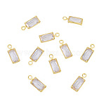 10Pcs Brass Pave Cubic Zirconia Rectangle Charms, Nickel Free, Real 18K Gold Plated, 9x3.5x2mm, Hole: 1.2mm(KK-TADJ0001-29)