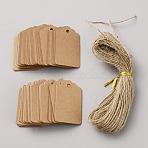 100Pcs Rectangle Blank Kraft Paper Price Tags, with 1 Bundle Hemp Rope, BurlyWood, 5x3x0.05cm(CDIS-WH0027-31)