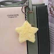 Imitation Rabbit Fur Keychain, Bag Pendant Decoration, Butterfly, Yellow, Pendant: 12.5x8cm(PW-WGED029-08)