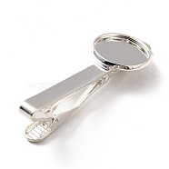Brass Tie Clip Cabochon Settings, Silver, 54x17.5x13.5mm, Tray: 16.1mm(KK-A159-01S)