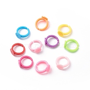 Adjustable Colorful Acrylic Ring Components, for Kids, Mixed Color, 14mm, Tray: 9mm(X-SACR-R740-M)