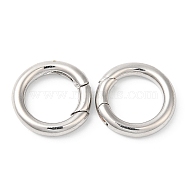 Brass Spring Gate Rings, Cadmium Free & Lead Free, Long-Lasting Plated, Ring, Platinum, 15x14.5x3mm(X-KK-R143-24P)