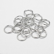 Brass Jump Rings, Open Jump Rings, with Smooth Joining Ends, Cadmium Free & Nickel Free & Lead Free, Platinum, 10x1mm, 18 Gauge, Inner Diameter: 8mm, Hole: 8mm, about 2631pcs/500g(KK-M165-10mm-01P-NR)