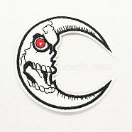 Computerized Embroidery Cloth Iron on/Sew on Patches, Costume Accessories, Appliques, Moon, White, 76mm(DIY-O003-31)