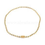 Ion Plating(IP) 304 Stainless Steel Ball Chain Necklaces for Women, Real 18K Gold Plated, 15.94 inch(40.5cm), bead: 4mm(NJEW-G135-01D-G)