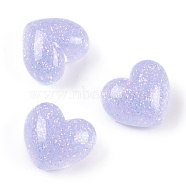 Transparent Epoxy Resin Decoden Cabochons, Glitter Heart, Lavender, 16x18x10mm(CRES-P035-07D)