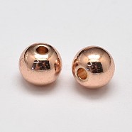 Rack Plating and Vacuum Plating Brass Round Spacer Beads, Cadmium Free & Lead Free, Rose Gold, 3mm, Hole: 1mm(KK-I601-3mm-RG-RS)