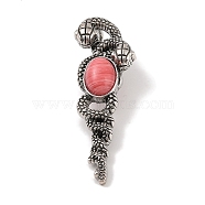 Synthetic Rhodonite Pendants, with Alloy  Findings, Antique Silver, 61.5x20x8mm, Hole: 9.5x7mm(G-A224-03AS-05)