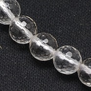 Natural Quartz Crystal Beads, Rock Crystal Beads, Faceted(128 Facets), Round, Clear, 8mm, Hole: 1mm, about 45pcs/strand, 16 inch(G-N0007-8mm-17)