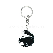 Arcylic Keychain, with Alloy Rings, Animal Themes, Wolf, 9.5cm(KEYC-YW00013-05)