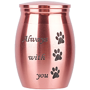 316 Stainless Steel Pet Cinerary Casket, Column with Paw Print Pattern, Pink, 40x30mm(AJEW-WH0013-41B)