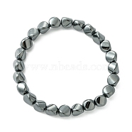 Electroplated Synthetic Non-Magnetic Hematite Twist Beaded Stretch Bracelets for Women Men, Inner Diameter: 2-1/8 inch(5.4cm)(G-H021-01)