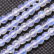 Opalite Beads Strands, Faceted, Round, Clear, 4mm, Hole: 1mm, about 90pcs/strand, 15.35 inch(G-G545-19)