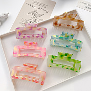 Rectangular Acrylic Large Claw Hair Clips for Thick Hair, with Glitter Powder, Mixed Color, 105mm(PW23042700925)